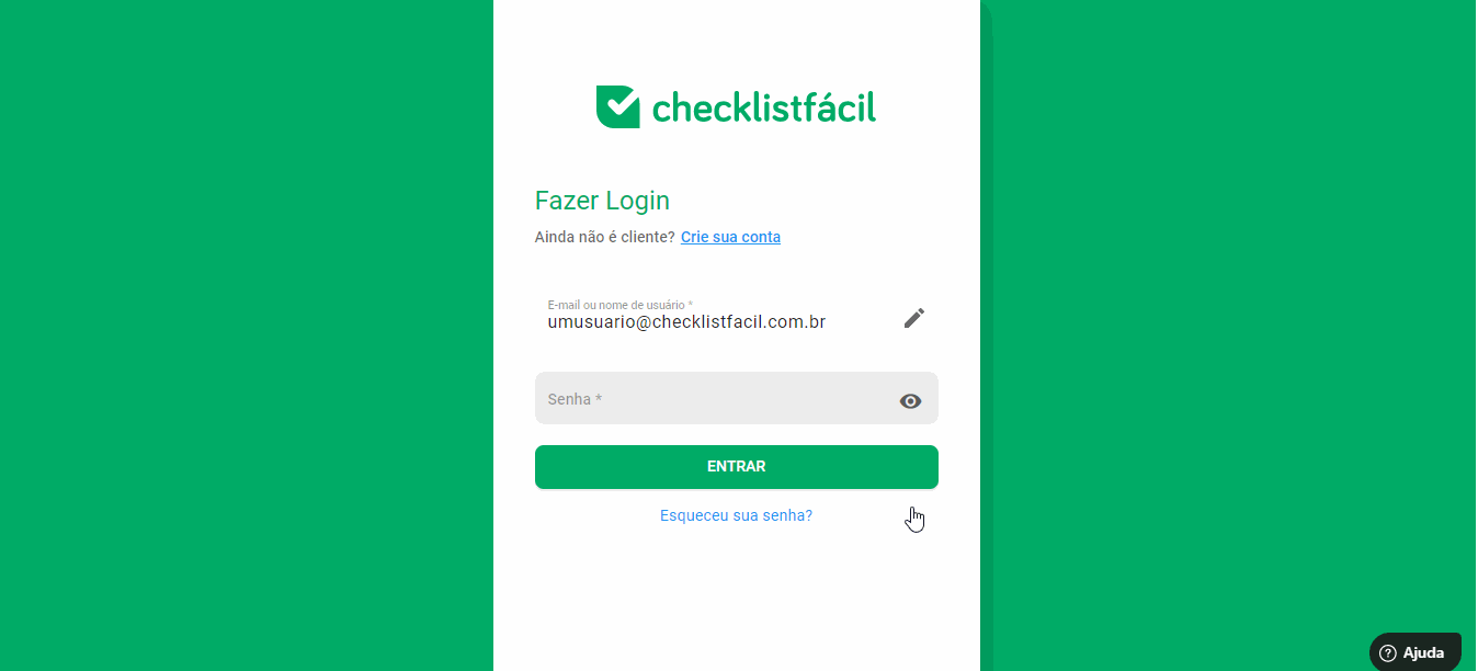 recuperação de login no checklist fácil