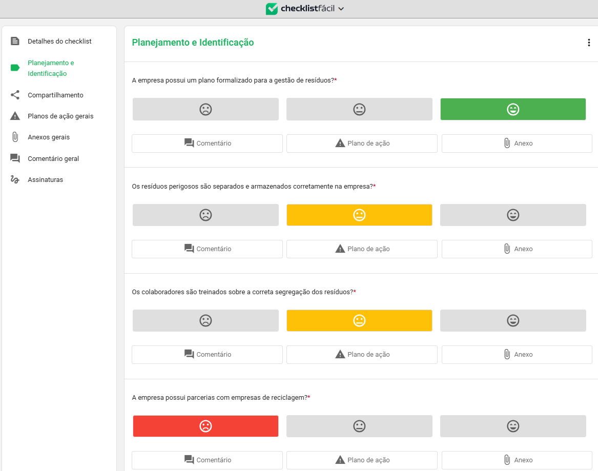 checklist gestão de resíduos