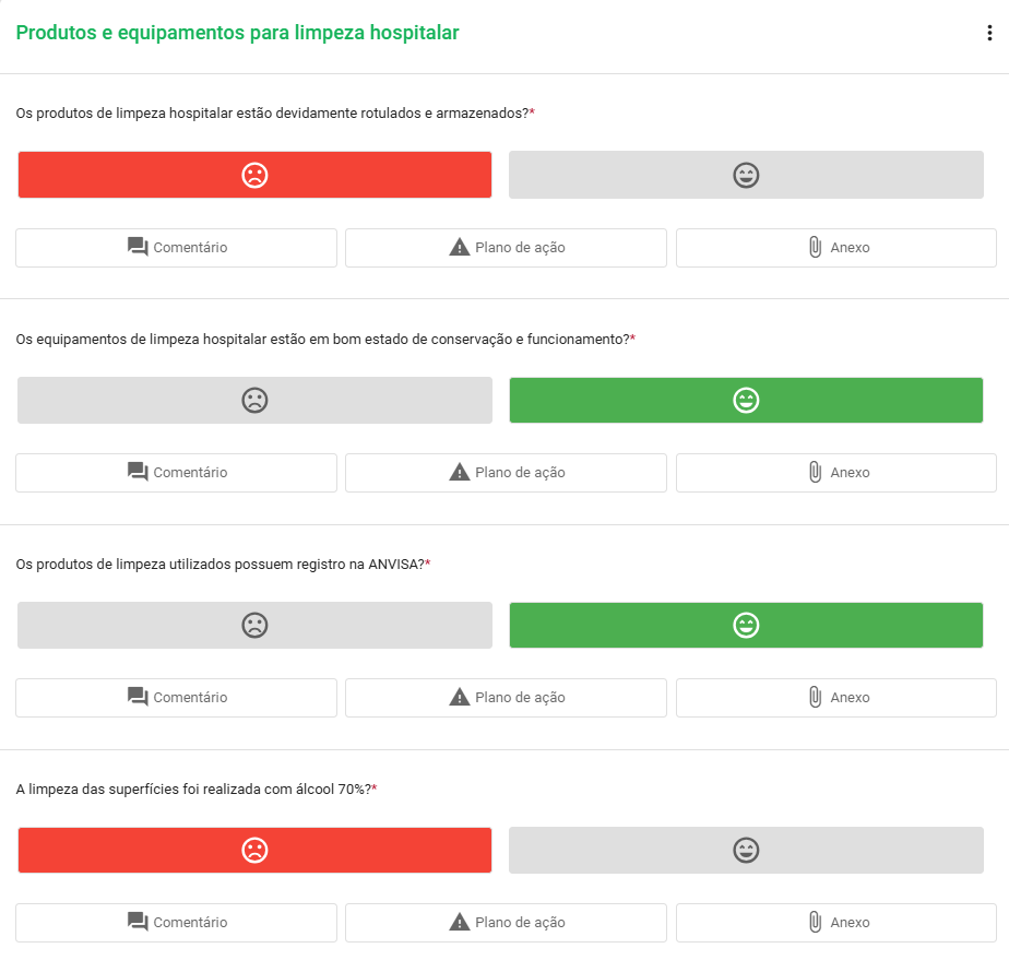 Checklist para limpeza hospitalar com itens de produtos e equipamentos necessários