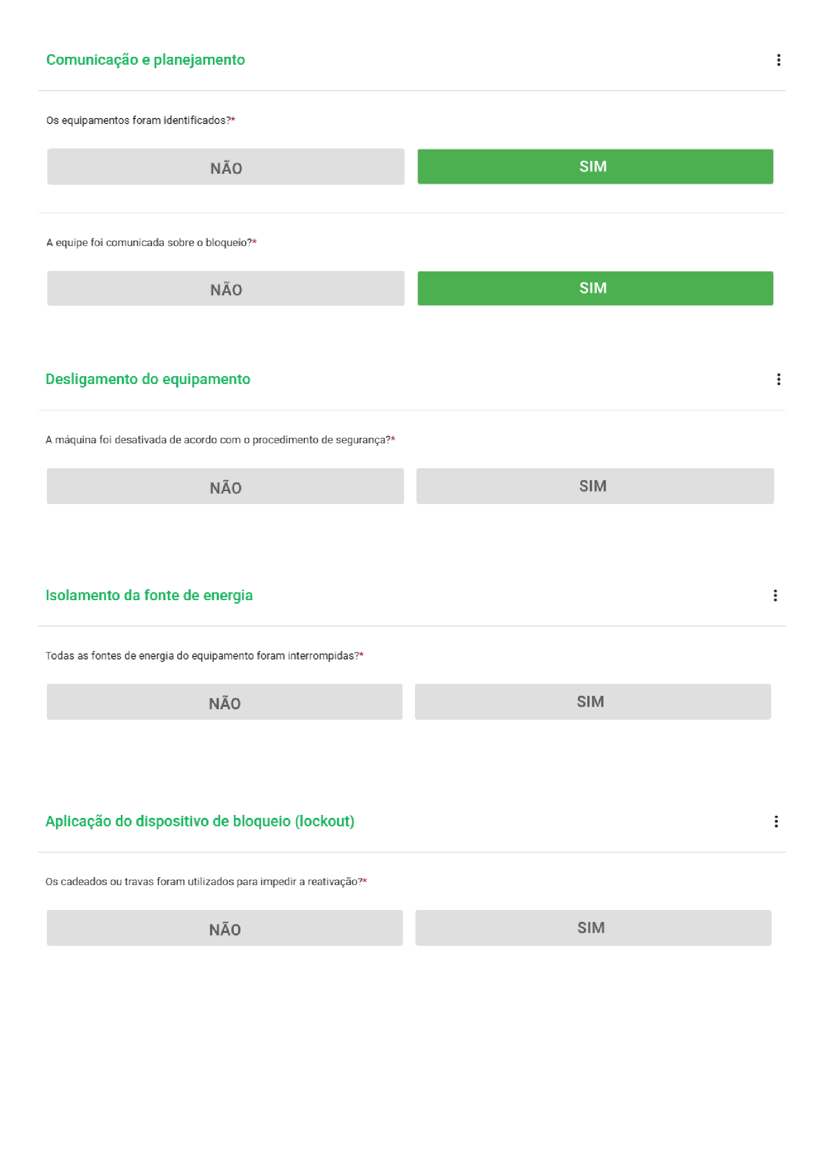 Checklist para lockout tagout
