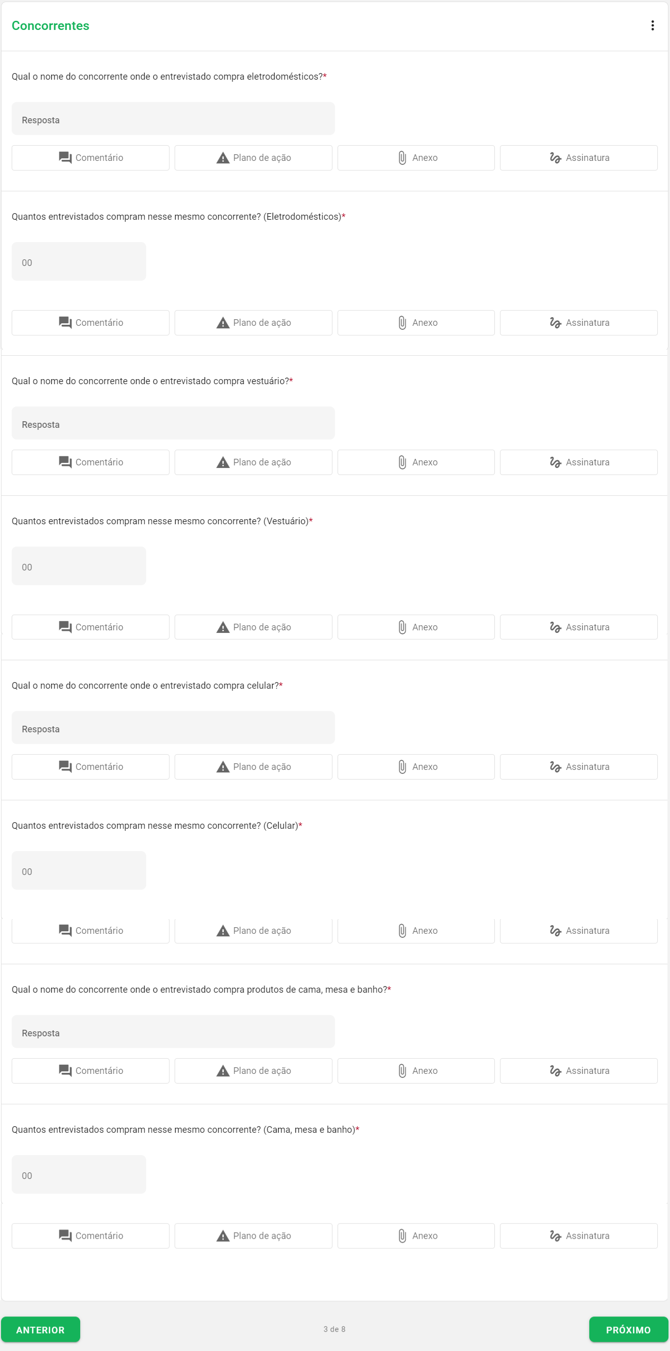 Exemplo de pesquisa de campo na ferramenta Checklist Fácil