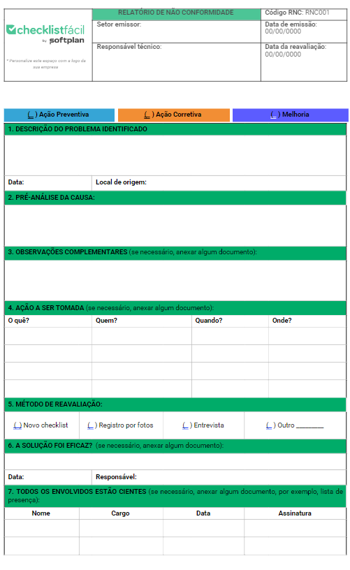 Exemplo de relatório de auditoria de não conformidade