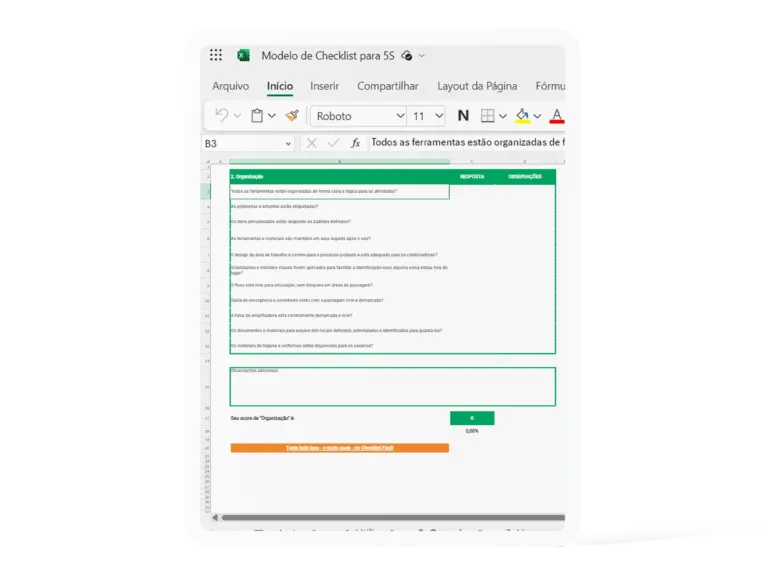 modelo de checklist para programa 5s