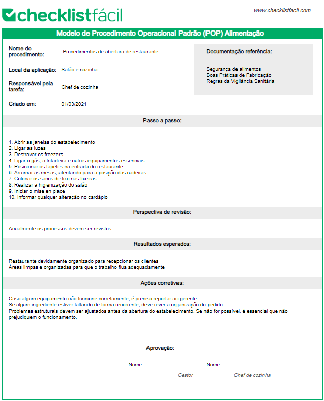 modelo de pop para alimentação e bebidas