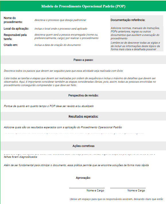 modelo de procedimento operacional padrão pop