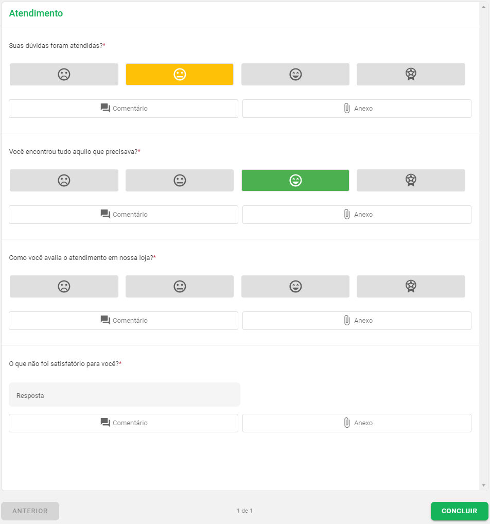 Checklist de pesquisa de satisfação no Checklist Fácil
