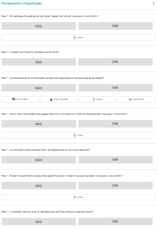 planejamento e organização checklist nr 35