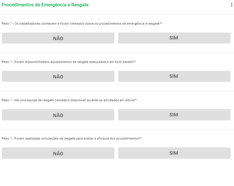 procedimentos de emergência e resgate checklist nr 35