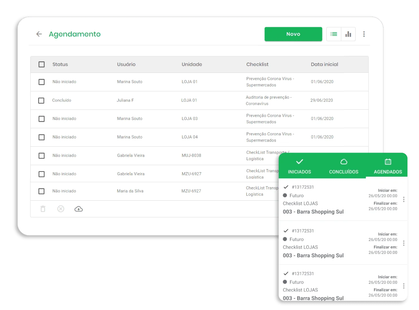 funcionalidade de agendamentos de checklists no Checklist Fácil